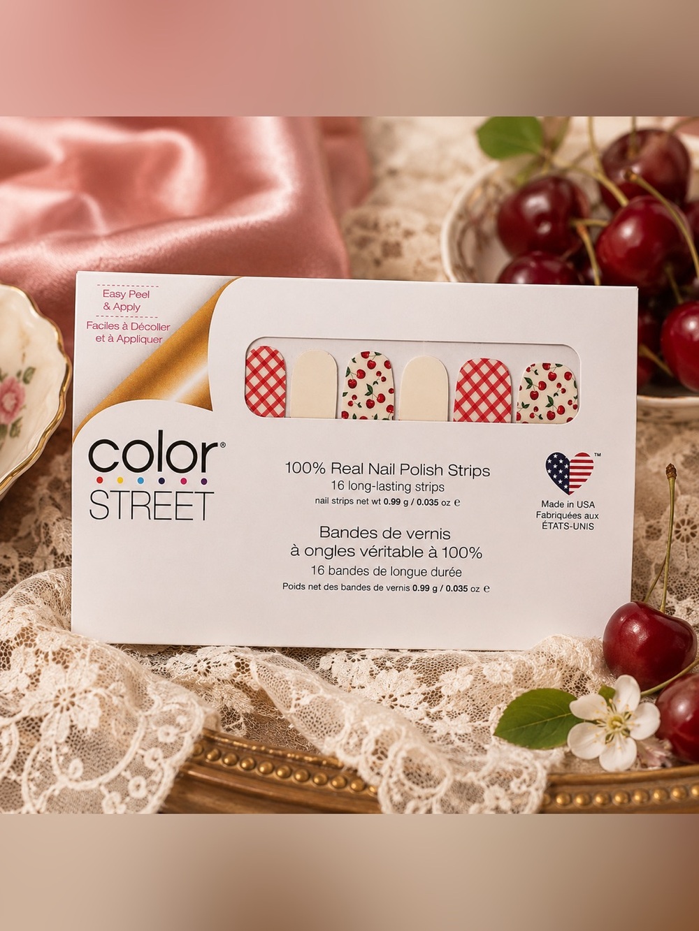 Color Street Red Gingham and Cherry Nail Polish Strips